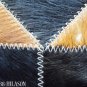 619 COWHIDE HAIR-ON LEATHER PATCHWORK RUG 48IN DIA