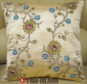 New Hand Embroidered Cushion Pillow Cover Set of 2
