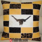 Cowhide / Smooth Leather PatchWork Cushion Pillow Cover