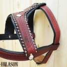 Dark Brown Leather Dog Padded Harness With Leash - MED
