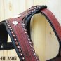 Dark Brown Leather Dog Padded Harness With Leash - MED