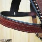 Dark Brown Leather Dog Padded Harness With Leash - MED