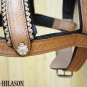 Tan Leather Dog Padded Harness With Leash - LRG