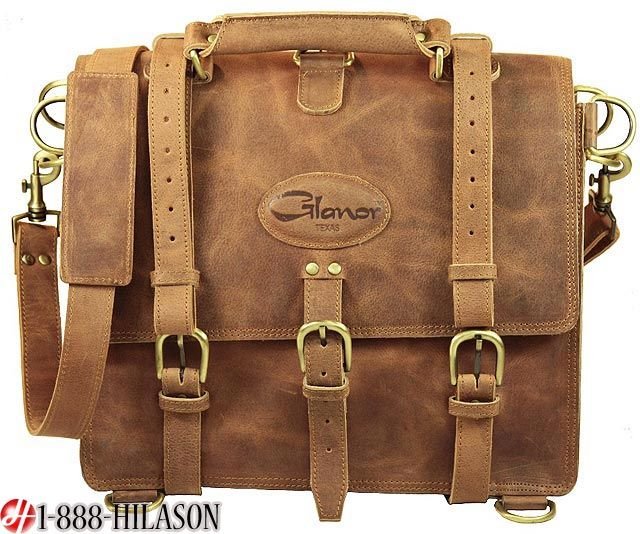 Rustic Vintage Leather Briefcase Backpack Laptop Bag M