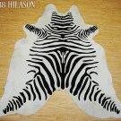 ZEBRA PRINT HAIR ON LEATHER BRAZILIAN COWHIDE RUG 491