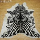 ZEBRA PRINT HAIR ON LEATHER BRAZILIAN COWHIDE RUG 493