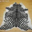 ZEBRA PRINT HAIR ON LEATHER BRAZILIAN COWHIDE RUG 494