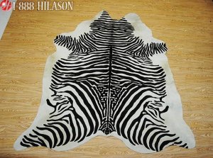 ZEBRA PRINT HAIR ON LEATHER BRAZILIAN COWHIDE RUG 494
