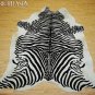 ZEBRA PRINT HAIR ON LEATHER BRAZILIAN COWHIDE RUG 494