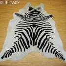 ZEBRA PRINT HAIR ON LEATHER BRAZILIAN COWHIDE RUG 496
