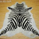 ZEBRA PRINT HAIR ON LEATHER BRAZILIAN COWHIDE RUG 500