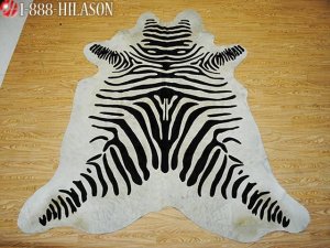 ZEBRA PRINT HAIR ON LEATHER BRAZILIAN COWHIDE RUG 500