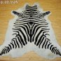 ZEBRA PRINT HAIR ON LEATHER BRAZILIAN COWHIDE RUG 500