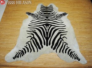 ZEBRA PRINT HAIR ON LEATHER BRAZILIAN COWHIDE RUG 503
