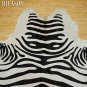 ZEBRA PRINT HAIR ON LEATHER BRAZILIAN COWHIDE RUG 503