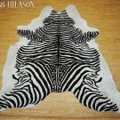 ZEBRA PRINT HAIR ON LEATHER BRAZILIAN COWHIDE RUG 507