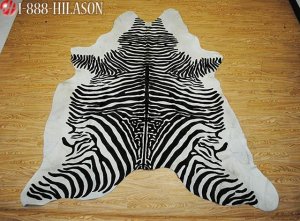 ZEBRA PRINT HAIR ON LEATHER BRAZILIAN COWHIDE RUG 507