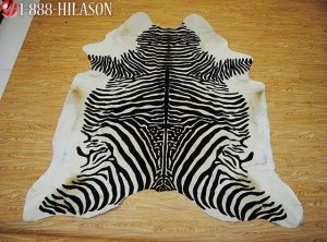 ZEBRA PRINT HAIR ON LEATHER BRAZILIAN COWHIDE RUG 509
