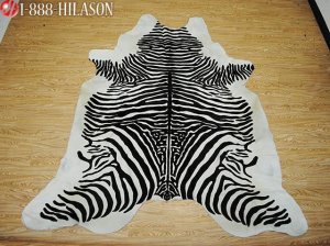 ZEBRA PRINT HAIR ON LEATHER BRAZILIAN COWHIDE RUG 513