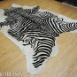 ZEBRA PRINT HAIR ON LEATHER BRAZILIAN COWHIDE RUG 513