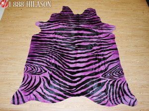 ZEBRA PRINT HAIR ON LEATHER BRAZILIAN COWHIDE RUG 522