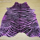 ZEBRA PRINT HAIR ON LEATHER BRAZILIAN COWHIDE RUG 523