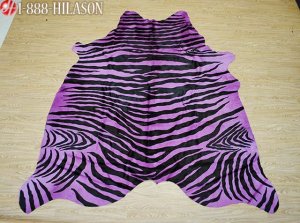 ZEBRA PRINT HAIR ON LEATHER BRAZILIAN COWHIDE RUG 523