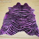 ZEBRA PRINT HAIR ON LEATHER BRAZILIAN COWHIDE RUG 524