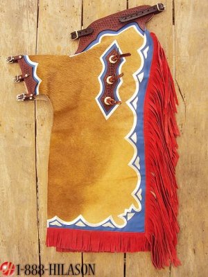 BULL RIDING NATURAL HAIR ON LEATHER RODEO CHAPS 661