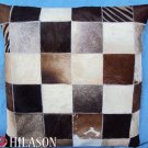 PL441 Hilason Cowhide Leather Hair-On PatchWork Cushion Pillow Cover