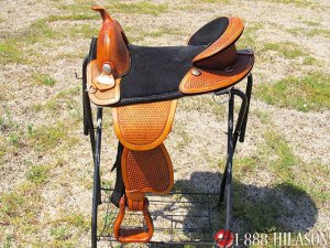 116ST Hilason Treeless Western Trail Barrel Saddle 17