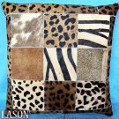 PL234 Cowhide Leather Hair-On PatchWork Cushion Pillow Cover