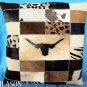 PL232 Cowhide Leather Hair-On PatchWork Cushion Pillow Cover