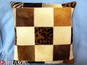 PL230 Cowhide Leather Hair-On PatchWork Cushion Pillow Cover