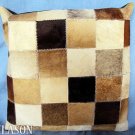 PL222 Cowhide Leather Hair-On PatchWork Cushion Pillow Cover
