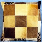 PL214 Cowhide Leather Hair-On PatchWork Cushion Pillow Cover