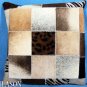 PL213 Cowhide Leather Hair-On PatchWork Cushion Pillow Cover