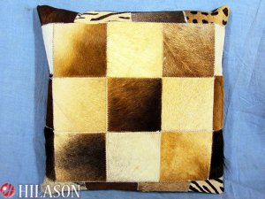 PL211 Cowhide Leather Hair-On PatchWork Cushion Pillow Cover