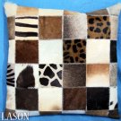 PL208 Cowhide Leather Hair-On PatchWork Cushion Pillow Cover