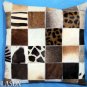 PL208 Cowhide Leather Hair-On PatchWork Cushion Pillow Cover