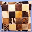 PL206 Cowhide Leather Hair-On PatchWork Cushion Pillow Cover