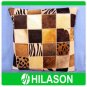 PL206 Cowhide Leather Hair-On PatchWork Cushion Pillow Cover