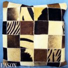 PL205 Cowhide Leather Hair-On PatchWork Cushion Pillow Cover