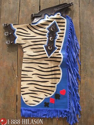 793 BULL RIDING ZEBRA HAIR ON LEATHER RODEO CHAPS