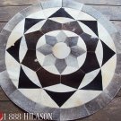 651 COWHIDE HAIR-ON LEATHER PATCHWORK RUG 48IN DIA