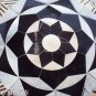 654 COWHIDE HAIR-ON LEATHER PATCHWORK RUG 48IN DIA