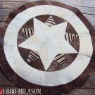 656 COWHIDE HAIR-ON LEATHER PATCHWORK RUG 48IN DIA