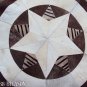 656 COWHIDE HAIR-ON LEATHER PATCHWORK RUG 48IN DIA