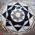 661 COWHIDE HAIR-ON LEATHER PATCHWORK RUG 48IN DIA