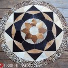 643 COWHIDE HAIR-ON LEATHER PATCHWORK RUG 48IN DIA